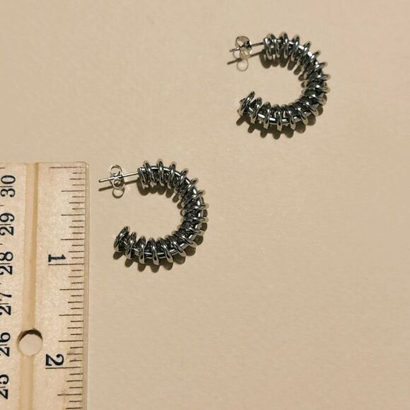 Silver hoop earrings N1193 - Picture 5 of 5